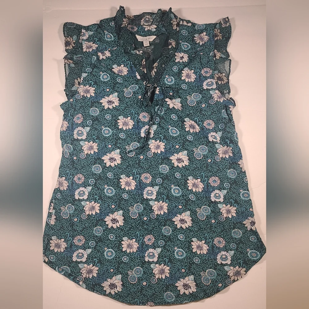 Womens Lucky Brand green floral top s/p - Picture 1 of 3